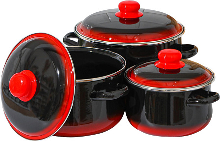 Набор эмалированных кастрюль ?Кармен? (2, 4, 5,5 литров)