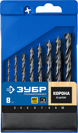 ЗУБР "Профессионал" набор спиральных сверл по дереву (8 шт.)