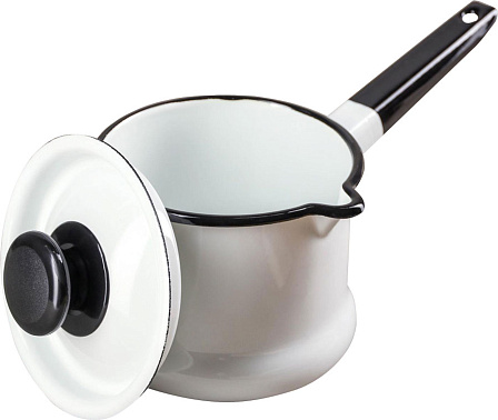 Ковш эмалированный с крышкой "Белый" (1 литр)