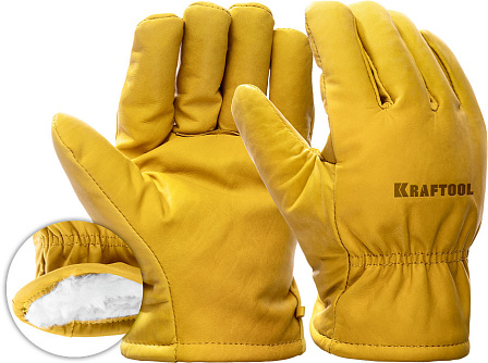 KRAFTOOL EXTREM WINTER перчатки кожаные утеплённые