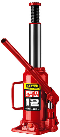 STAYER "RED FORCE" домкрат бутылочный (12 тонн)