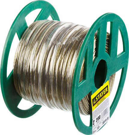 STAYER стальной трос в полимерной оболочке (d=2 мм, 200 метров)