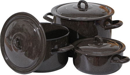 Набор эмалированных кастрюль ?Гранит? (1,5, 3, 4,5 литра)