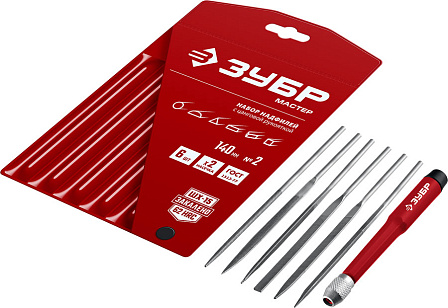 ЗУБР набор надфилей с цанговой рукояткой (6 шт.)
