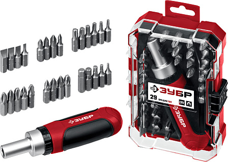 ЗУБР "Мастер 29" реверсивная отвертка с насадками