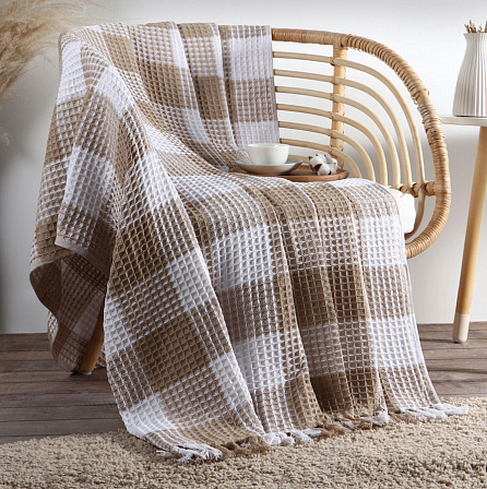 ЭТЕЛЬ плед вафельный "Клетка" (150?240 см)