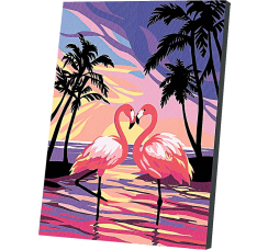 Картина по номерам  ?Фламинго на закате? (30х20 см, 13 цветов)
