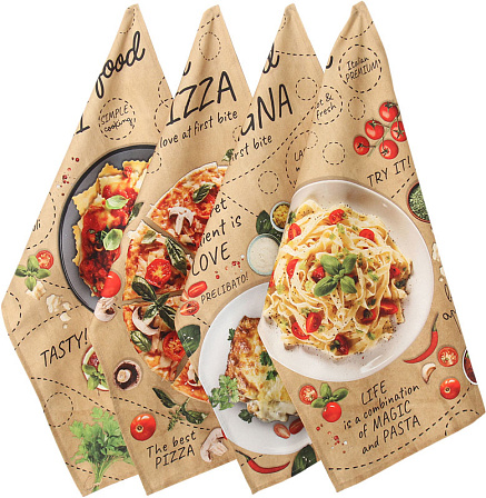 ЭТЕЛЬ набор кухонных полотенец "Italian food" (4 шт.)